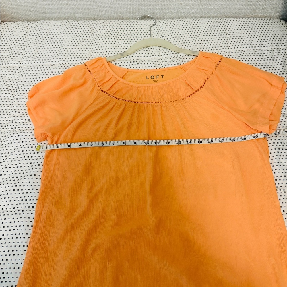 LOFT Soft Orange Pleated Neck Blouse | Size M - Picture 6 of 8